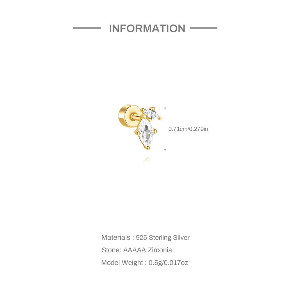 5g Weight Opal, Zircon Inlay Material Ear Studs Classification Ear Cartilage Rings & Studs Piercing Type 1 Piece Quantity Holiday, Daily Occasion 925 Sterling Silver Material Geometric Pattern Unisex Gender Simple Style, Classic Style Style 1 Piece Ear Cartilage Rings & Studs Simple Style Classic Style Geometric 925 Sterling Silver Opal Zircon Ear Cartilage Rings & Studs 7