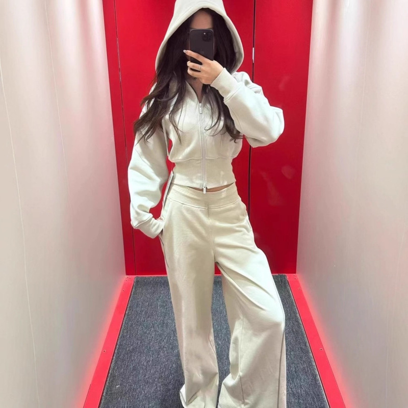 Korean Style Outfit Gray Slim-Fit Sports Suit 2026 New Early Autumn Thin Sweatshirt Jacket and Pants Set for Women Korean Style Outfit Gray Slim-Fit Sports Suit 2026 New Early Autumn Thin Sweatshirt Jacket and Pants Set for Women