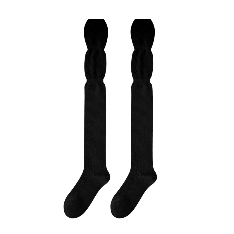 膝を越えた太ももの靴下の女性の純色の二重の日本の積み重ねの靴下は滑り止めができません。