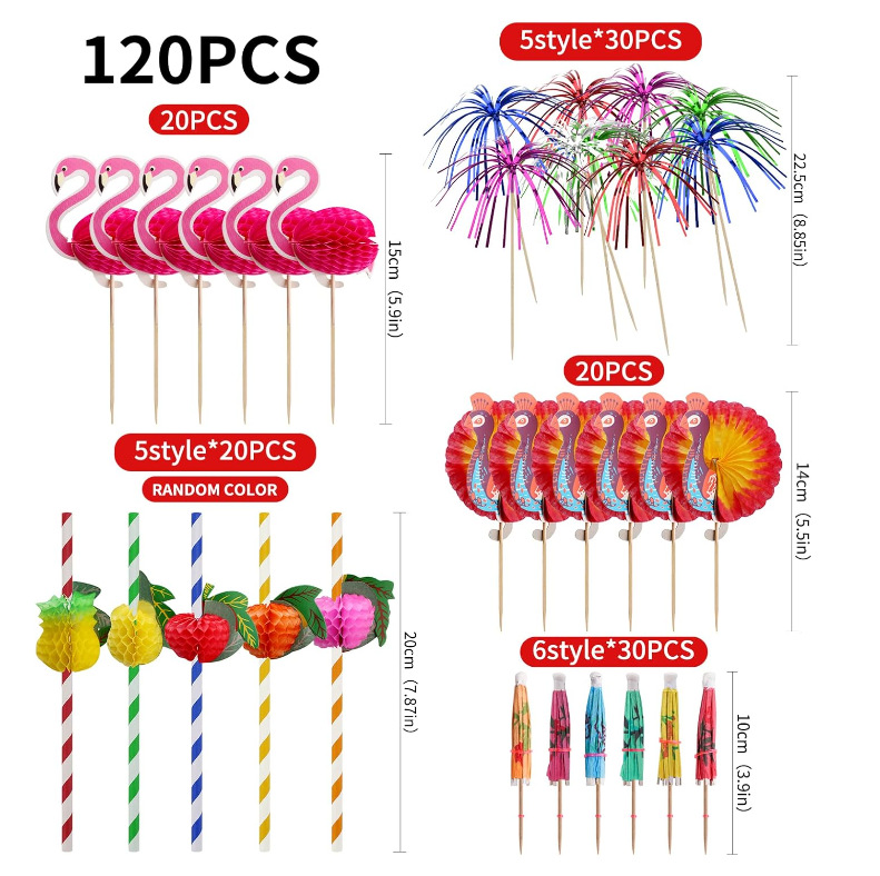 Traje combinación Hawaii Internet celebridad postre hornear decoración Tarjeta de inserción taza de vacaciones paraguas signo Flamingo panal