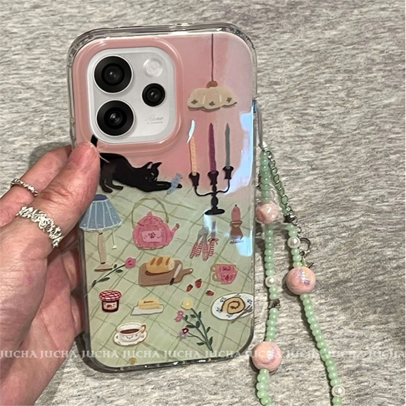 Aplicable a opporeno15 caso de teléfono móvil de alta calidad nuevo tipo OPPO Oreno15pro casa de gato de dibujos animados