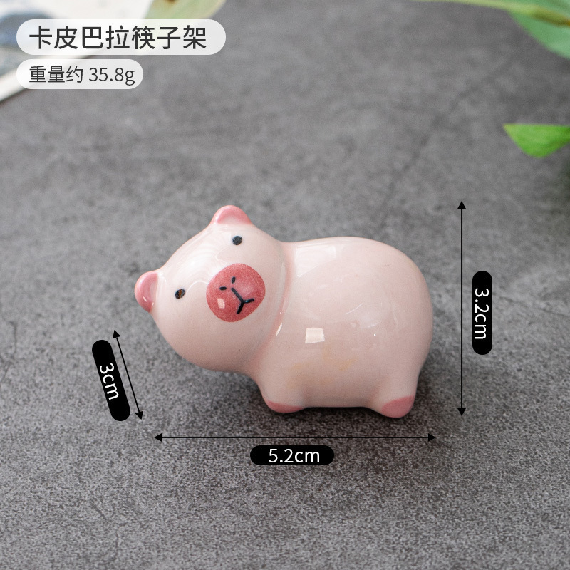 文创 ZAKKA陶瓷筷架日式动物花宠卡皮巴拉工艺品车载餐桌工位摆件|undefined