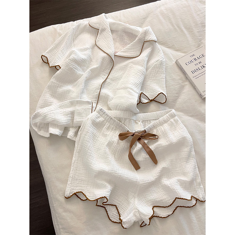 Korean-Style Soft Gauze Short-Sleeved Pajamas for Women 2026 New Summer Large Size Comfortable Breathable Shorts Home Set