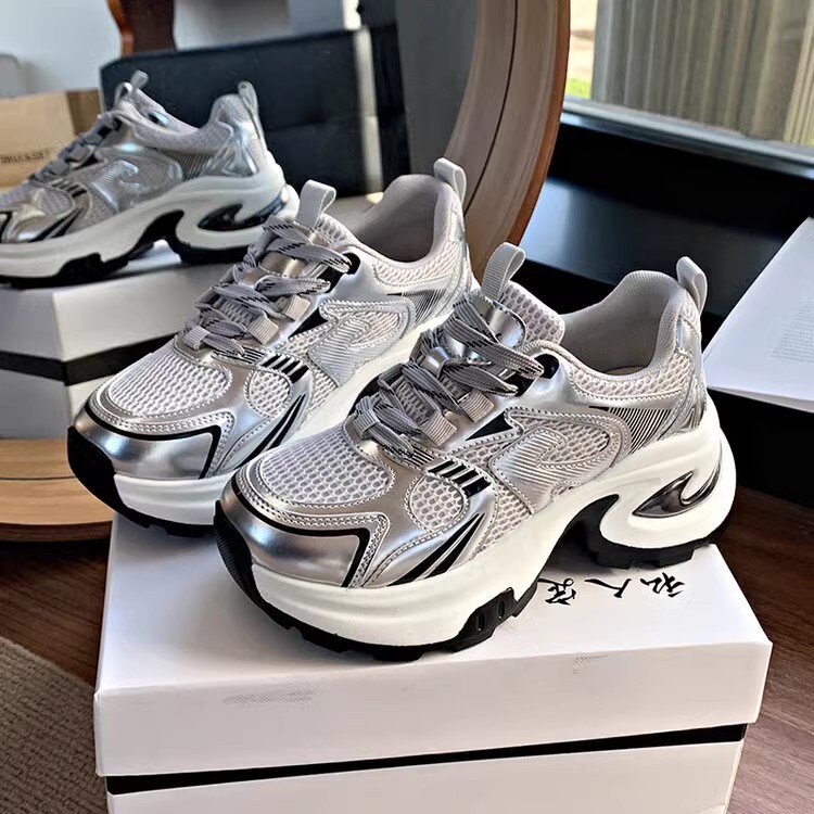 Super Fire Joker silver Torre Shoes Women's 2025 Spring New Thick Sole Height Increased sneaker Comfortable Fashion Casual Shoes