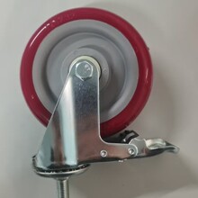 轻中型加厚耐用耐磨减震降噪3/4/5寸定向万向刹车红色PVC实心脚轮