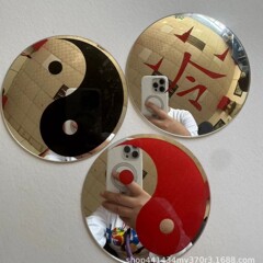 PMMA アクリル凸凹陰陽黒と白の八卦風水ミラープラスチックプラスチック凹凸ミラーレタリング