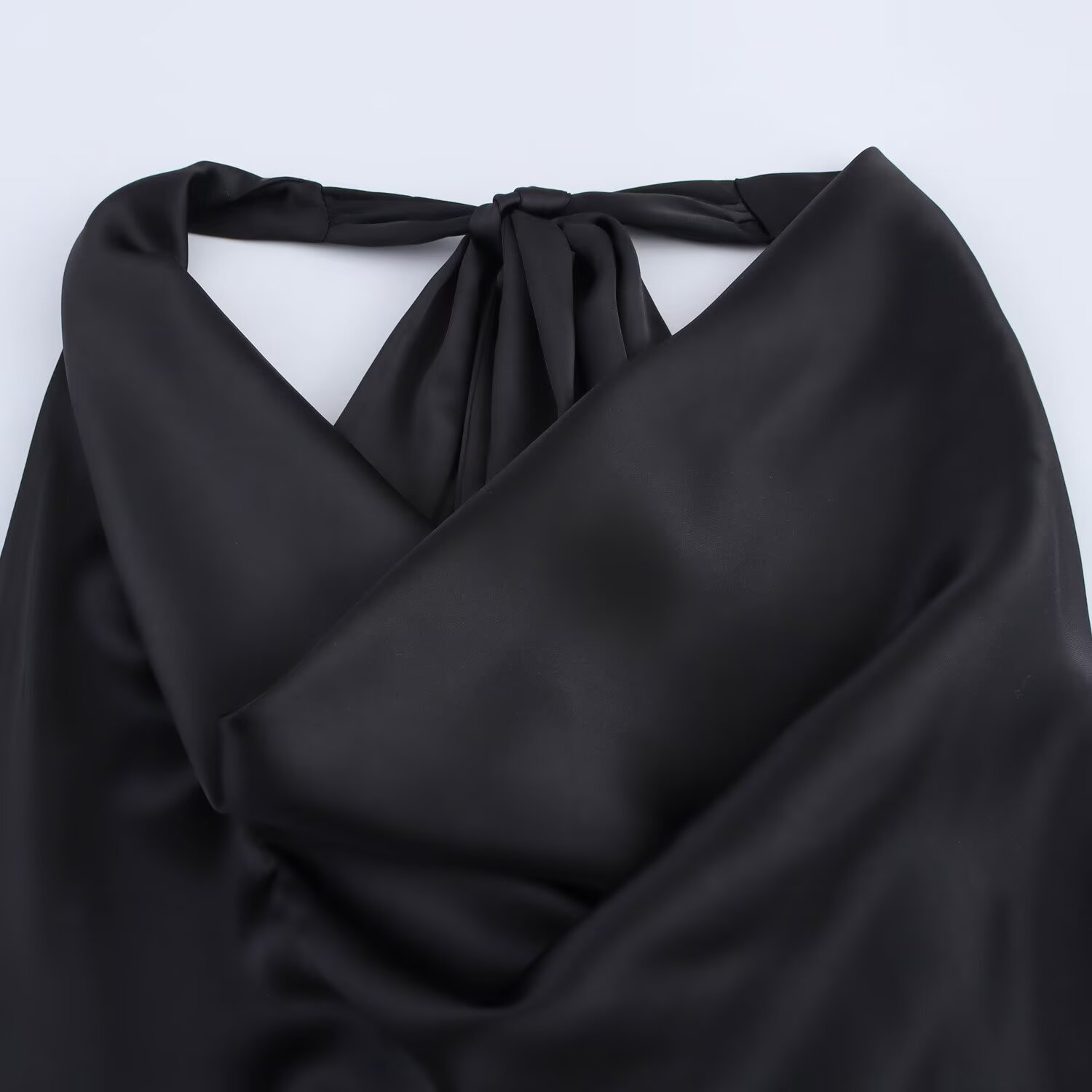 Women's Sexy Backless Bow Halter Neck Satin Top Summer New_ecoleips.com