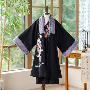 Hanfu Cape Boys' Original Warm fleece-lined Thickened Breasted Robe Boy's Kid Suit Winter Hanfu Coat Coat