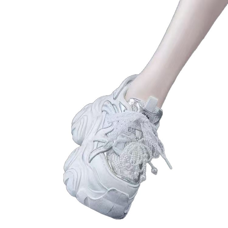 Zapatos de papá para mujeres 2025 primavera nuevos zapatos casuales retro polidos de color multifuncional con suela gruesa aumentando la altura de 6CM zapatos deportivos