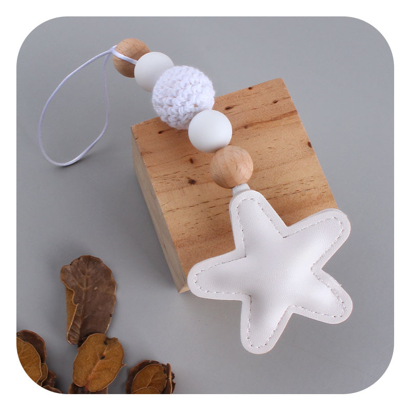 Creativo DIY nuevo colorido estrella de cinco puntas Arco Iris colgante de lana Bola de silicona perlas llavero colgante bolsa colgante