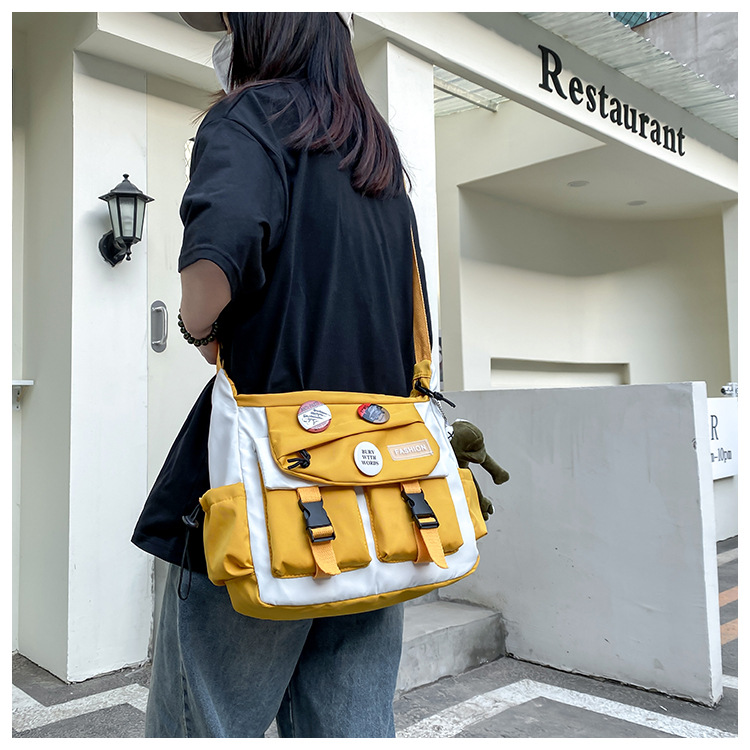 Korean ins fashion single-shoulder crossbody bag, trendy brand color sports bag, middle and high school schoolbag, college student class backpack undefined