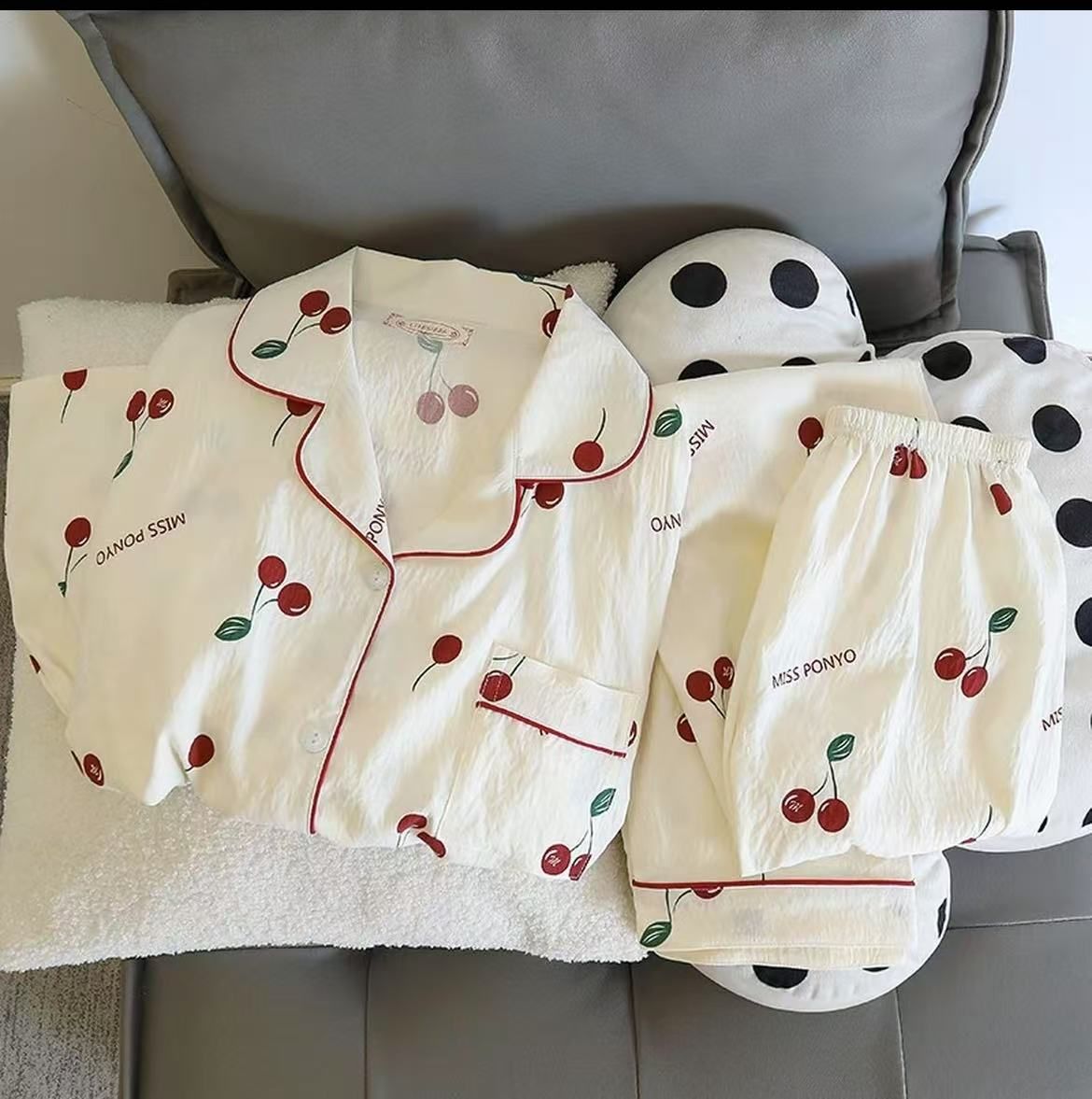 2025 otoño nube pijama de algodón cárdigan de manga larga para mujer cachorro de dibujos animados dulce traje de servicio a domicilio se puede usar en estilo delgado
