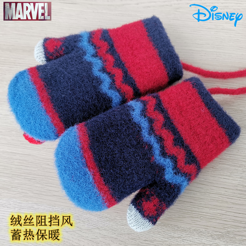 Disney Children's Neck Gloves for Boys, Spider-Man Cute Double-Layer Thick Winter Mittens for Toddlers and Young Boys
