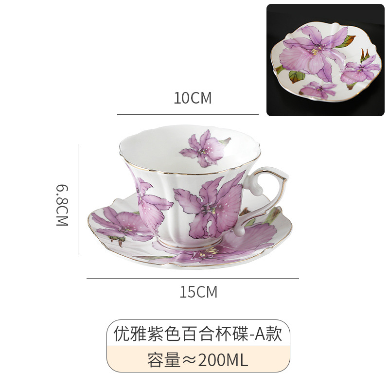 Ins taza de café de lirio de alto valor platillo taza de cerámica de oro transfronterizo nórdico taza de té de flores de Phnom Penh simple para el hogar