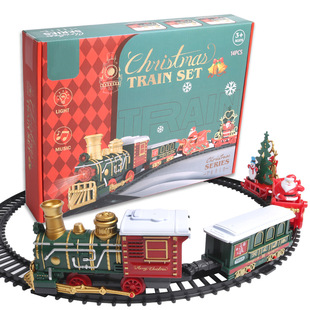 2024 Christmas Train Children's Toy Gift Retro Light Music Electric Track Train Cross-border Foreign Trade New