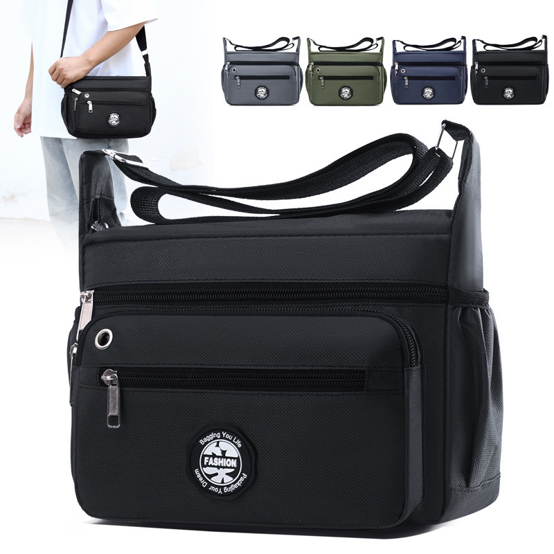 Men's Shoulder Bag, Large Capacity, New Style, Simple Casual Commuting Crossbody Bag, Portable Outdoor Bag for Middle-Aged Dads