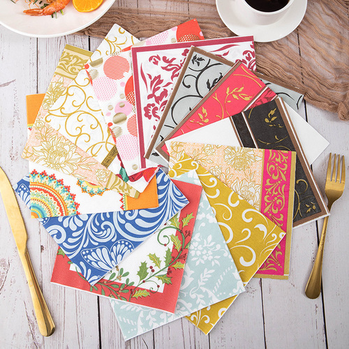 Cross-border party printed napkins theme celebration festival tableware napkins fashionable and exquisite party square napkins wholesale