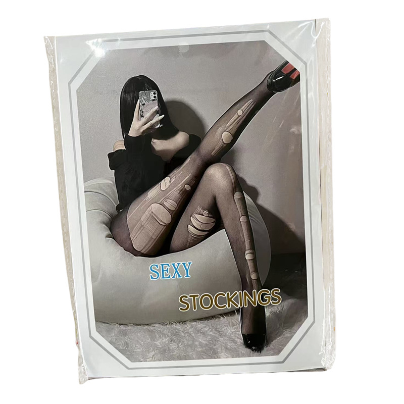 Lencería sexy Mikero, medias negras fáciles de rasgar, pantimedias eróticas de seda negra, piernas hermosas, medias sexys al por mayor image 5