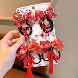 Детский аксессуар для волос, заколка для волос с бантиком с кисточками, парик для принцессы с косичкой, китайский стиль