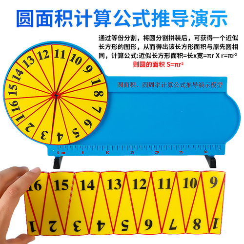 Circle area pi calculation formula derivation indicator teacher model demonstration large magnetic circle area pi