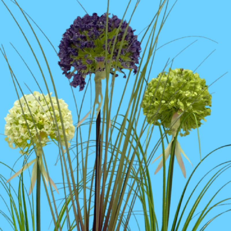 Cross-Border DIY Single Fake Flower Bouquet Artificial Onion Pet Accessible Luxury Classy Onion Ball Dandelion Green Fur Ball Artificial Flower