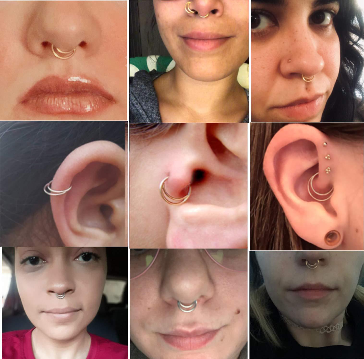 G23 Titanium Nose Ring Inner Arc Moon Titanium Alloy Stud Earrings Closed Body Piercing Jewelry detail image 19