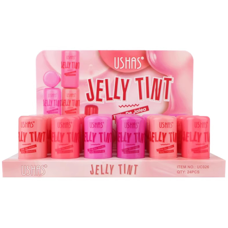 Caja de exhibición: Colorete en crema de gelatina USHAS, popular transfronterizo, para contorno y se puede usar como labial UC026