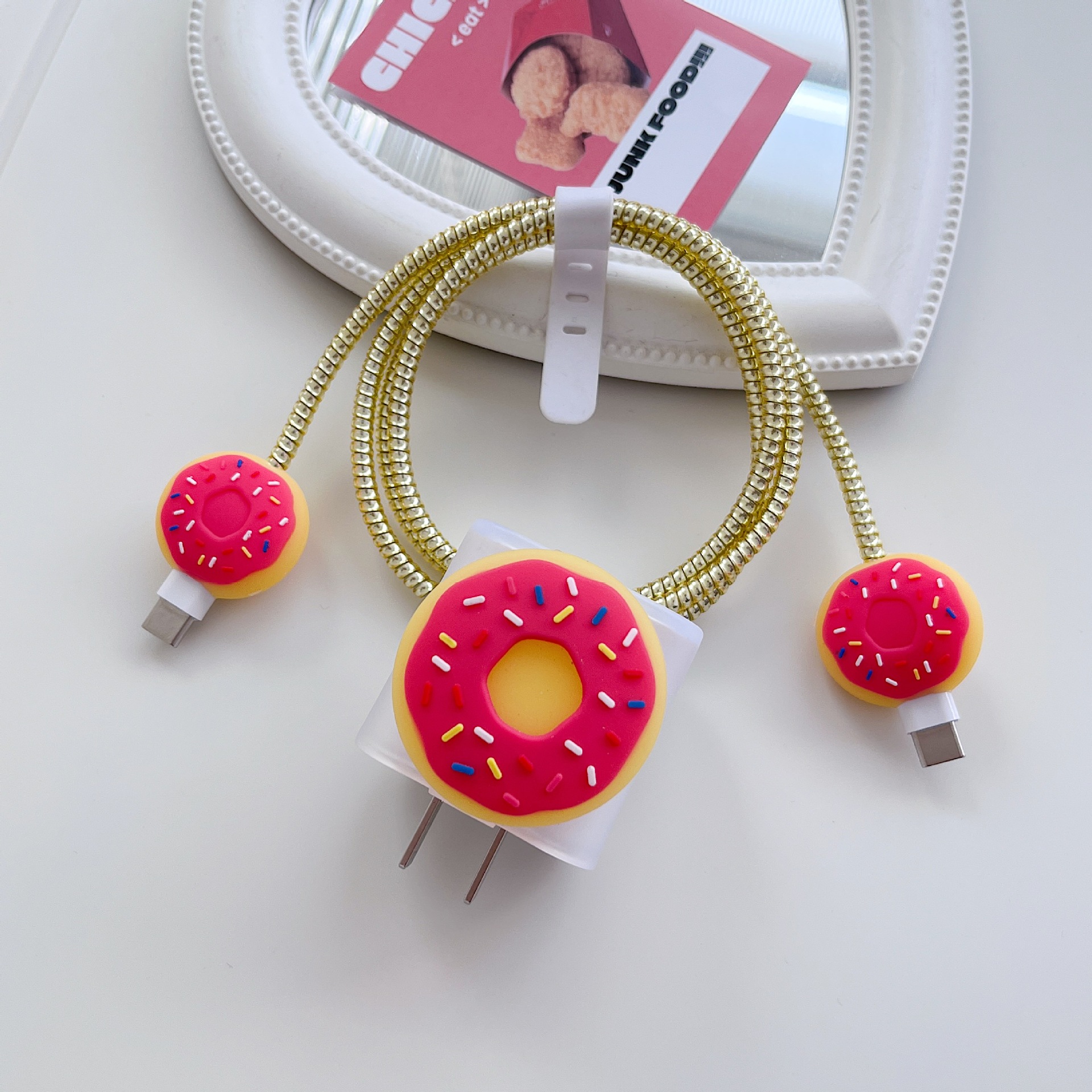 80g Weight Usb cable protection sleeve Classification PVC, Tpu Material Animal, Cartoon Pattern Cute Style Sunflower Iphone 20w Charger Data Cable Anti-break Protective Cover 9