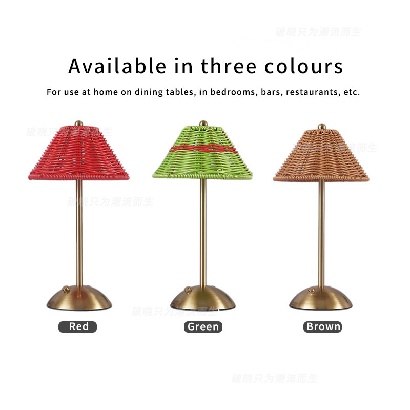 Led Rechargeable Atmosphere Table Lamp Retro Handmade Rattan Table Lamp Southeast Asian Style Home Decoration Living Room Bedroom Lamp