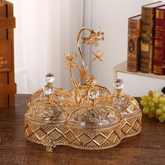 European-style fruit plate, five-compartment living room coffee table, high-end fruit plate, exquisite golden pattern storage fruit box