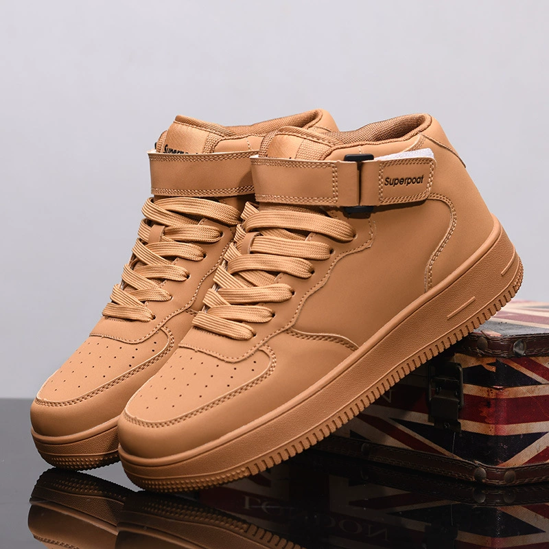 Высокие верхние ботинки Мужская обувь Осень ВВС Спорт № 1 Маленькая белая обувь пара дышащая приливная обувь MY22052