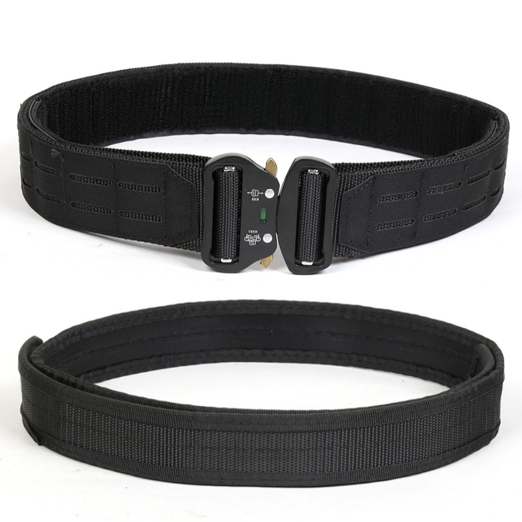 Ventas transfronterizas rápidas de desmontaje de cinturón táctico de doble capa, cinturón de cobra de aleación de velcro grueso para hombres