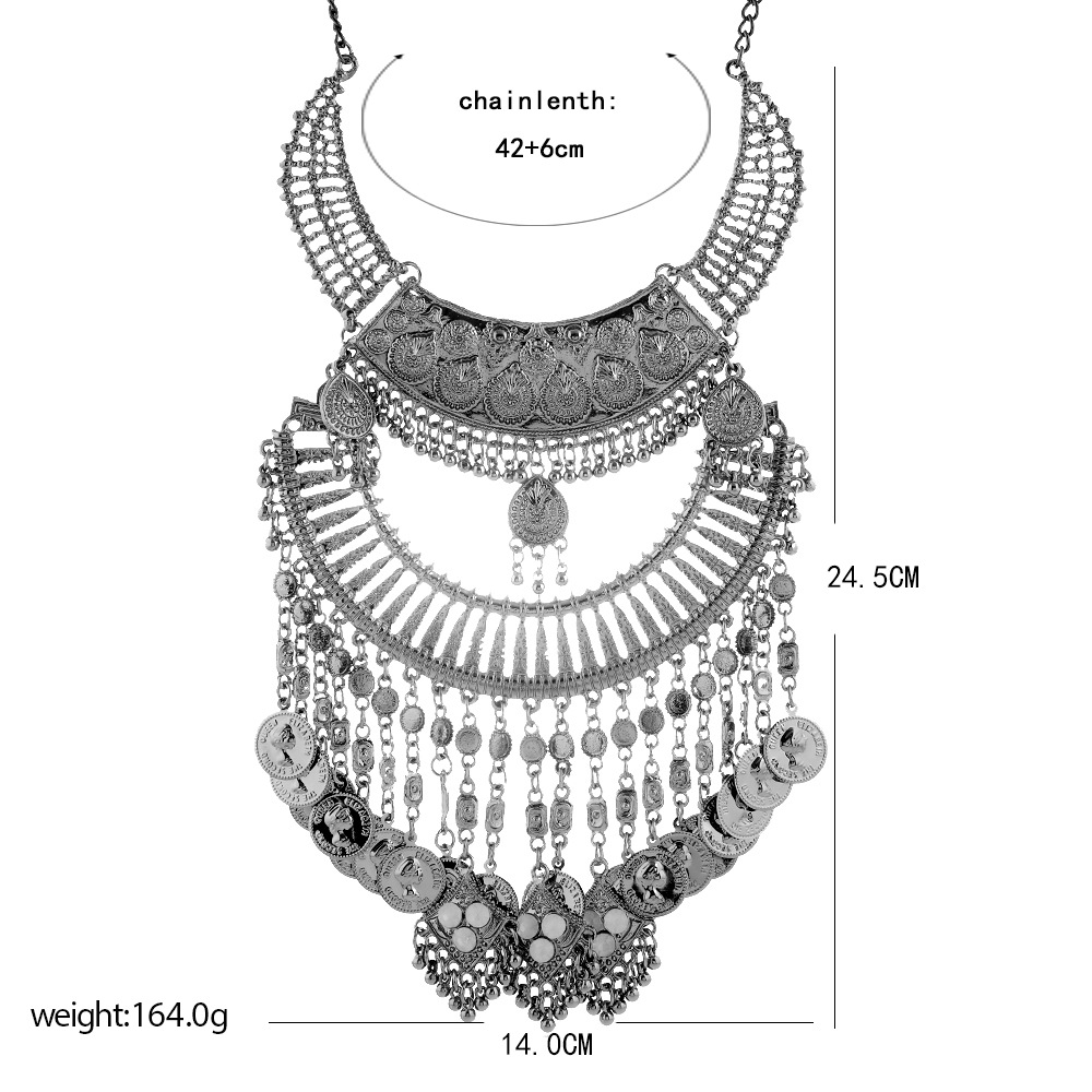 Tassel, Coin Pattern Retro Ethnic Style Tassel Coin Alloy Plating Women's Necklace