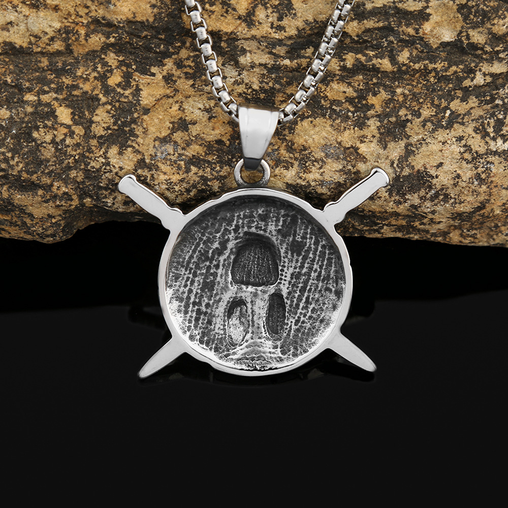 Collier Pendentif Masque Guerrier Spartiate Acier Inoxydable_voghion.com