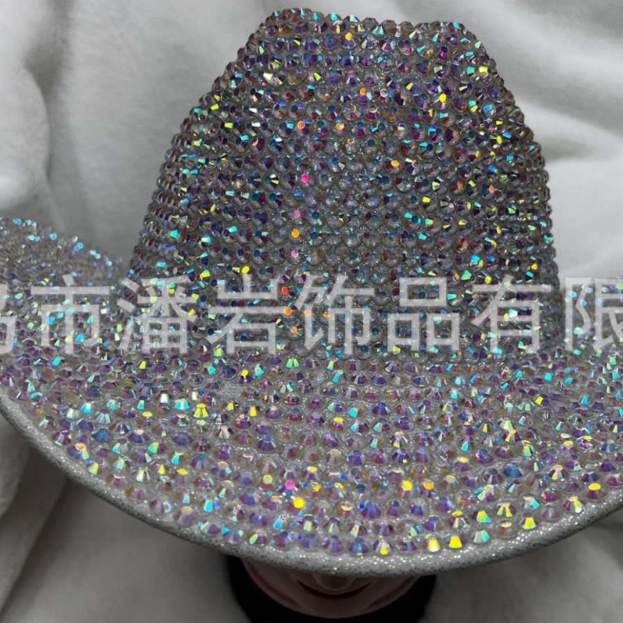 Sombreros transfronterizos llenos de diamante sombrero de etapa diseñado a mano puro británico vintage jazz sombrero de diamante de etapa gran bisel