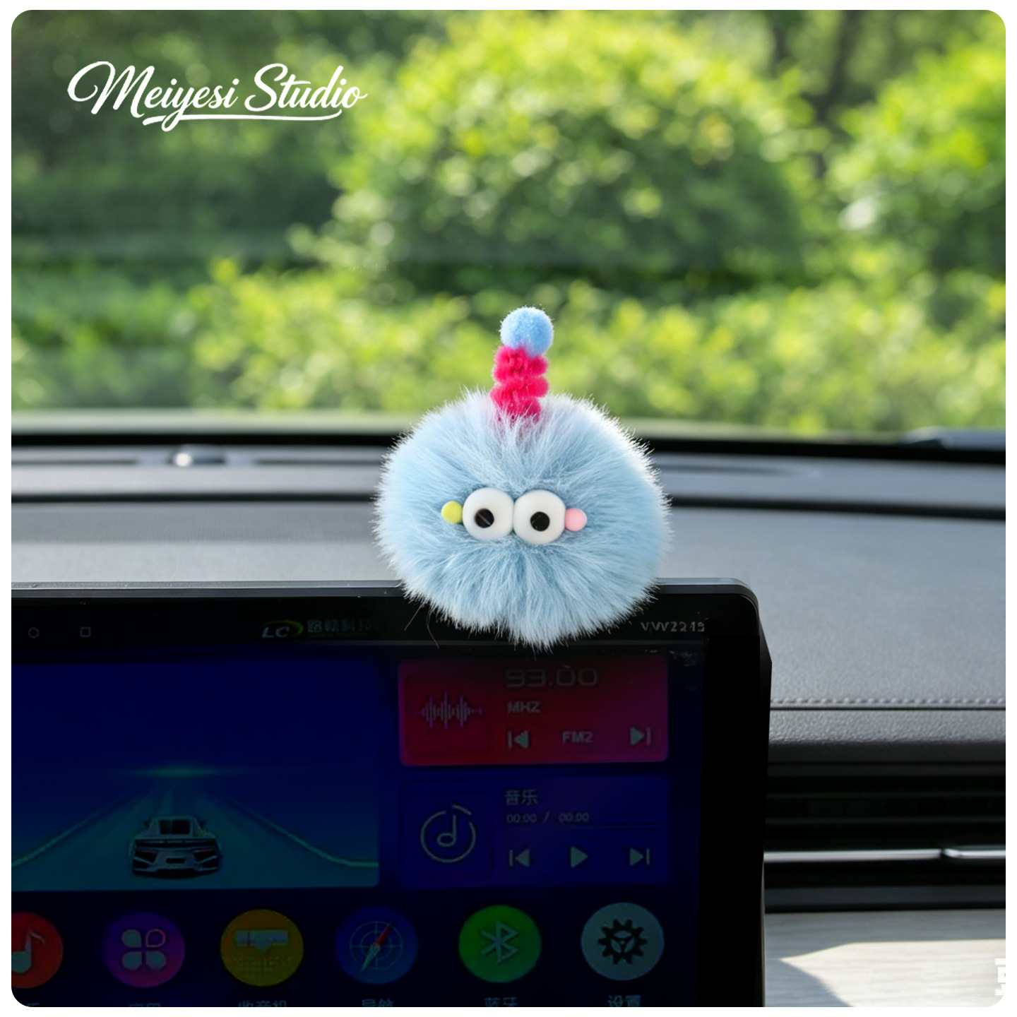 Joyas de automóviles adornos de automóviles lindos bolas de peluche interior de automóviles pantalla de control central decoración de pantalla pequeña adornos