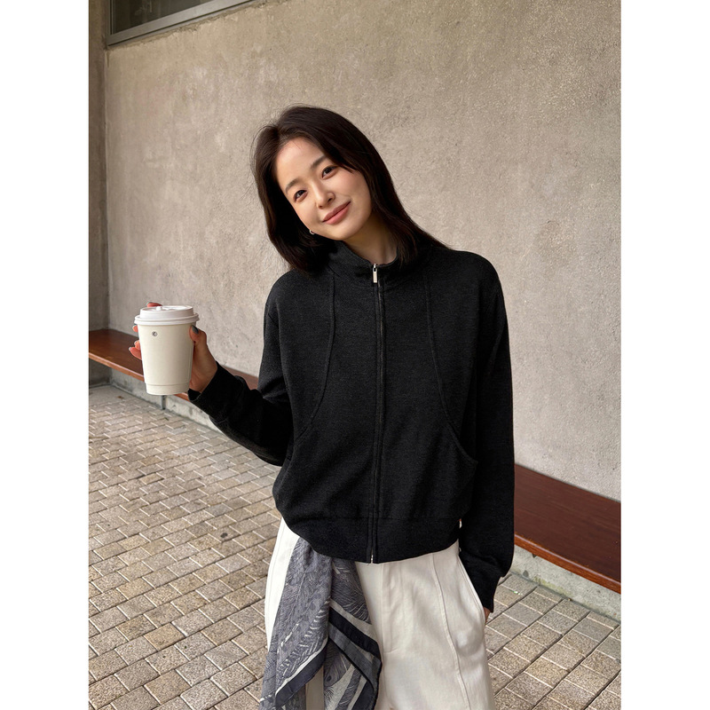 Tg Spring Casual Outing Slightly Loose Slimming Look Stand-Up Collar Sweatshirt Zipper Cardigan 2026 New Style Jacket 26382 Tg Spring Casual Outing Slightly Loose Slimming Look Stand-Up Collar Sweatshirt Zipper Cardigan 2026 New Style Jacket 26382