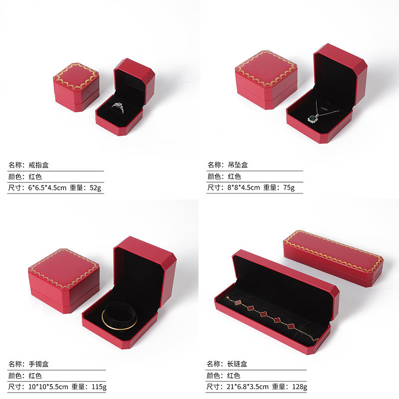 Caja de joyería octogonal de papel rellena de cuero, caja para anillos, collares y pulseras, caja de embalaje para joyería al por mayor