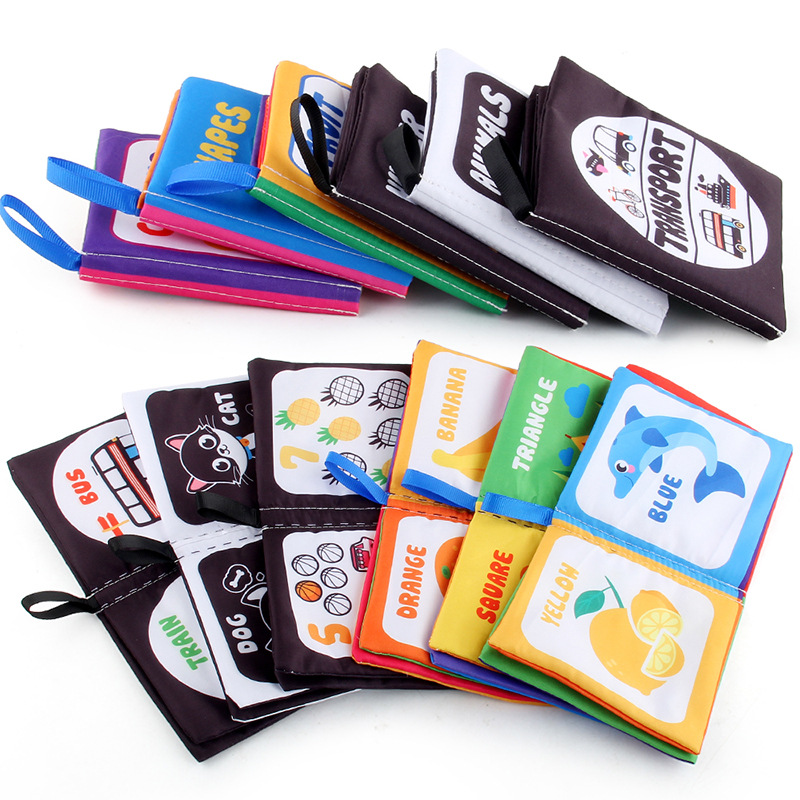 Libro de tela bebé juguetes de educación temprana Inglés Palm libro anillo dedo lágrima libre de múltiples cognitiva bebé libro de tela Amazon