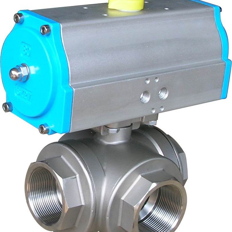 不锈钢气动三通球阀 内螺纹三通球阀