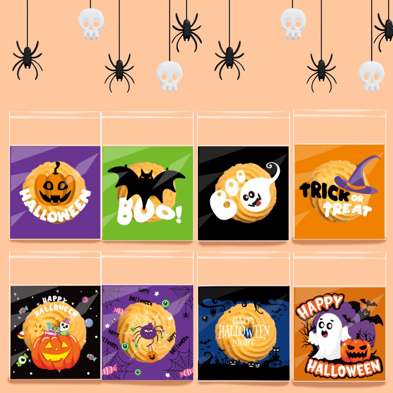 クロスボーダーハロウィン雰囲気粘着クッキーバッグスノーフレークペストリーキャンディ包装袋ハロウィンパーティーギフト粘着バッグ|undefined