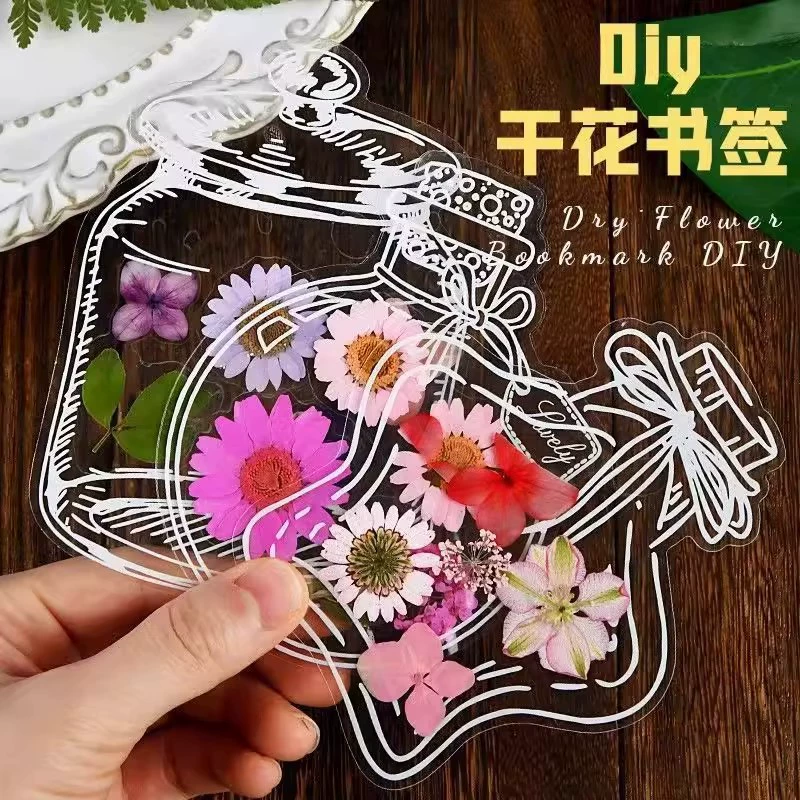 Креативные засушенные цветы закладки, handmade diy материалы, прозрачные маленькие бутылочки, пластиковые защитные пленки, учебные образцы растений