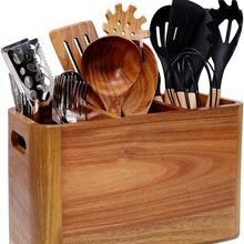 现货木质收纳盒家用厨房餐具分格整理收纳盒办公居家多用储物盒