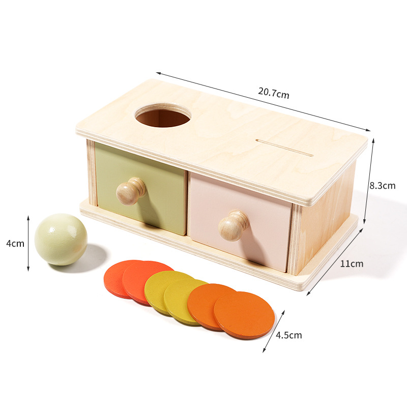 Caja de monedas de desarrollo de inteligencia de educación temprana para niños transfronterizos Montessori cajón de bolas de madera caja de destino material didáctico juguetes educativos