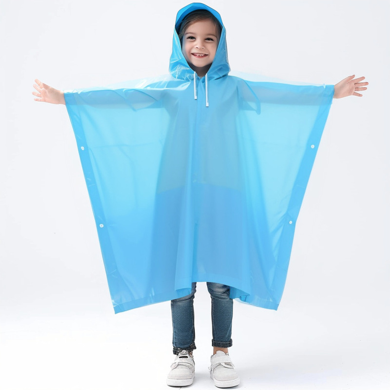 Children's raincoat poncho non-disposable conjoined baby girl Primary School students transparent EVA long Cape wholesale poncho
