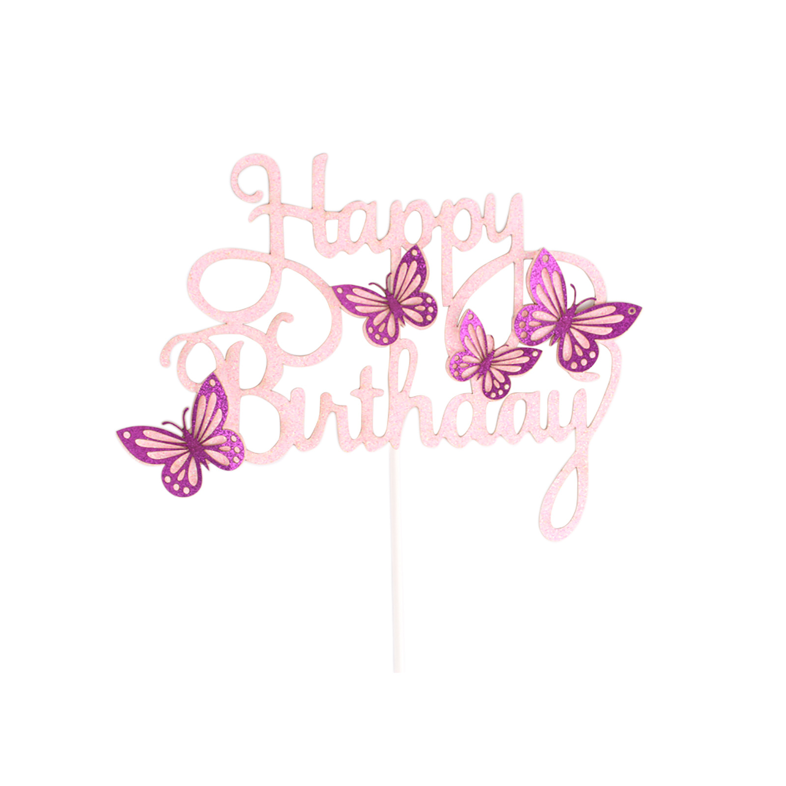 Decoración de fiesta postre multicolor horneado tarjetas feliz cumpleaños letras inglesas tarjetas mariposas