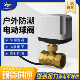 220V24黄铜二通丝扣球阀管道开关常闭水阀铜球阀防潮微型电动阀门