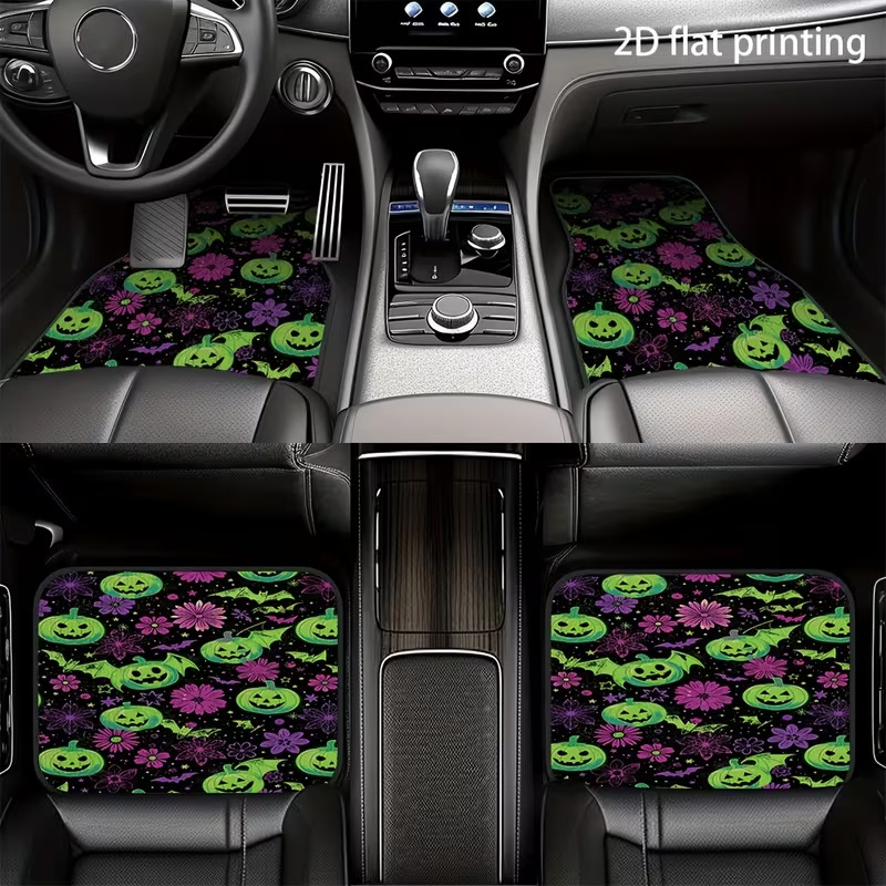 Cross-Border Hot-Selling Halloween Dirt-Resistant Car Floor Mats, Dust-Removing and Mud-Scraping Wire Loop Mats, Thickened and Non-Slip, Can Be Cut and Sold Wholesale