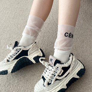 Jewelry Socks Decorative European Goods Light Luxury Spring and Summer Thin Stacking Socks Cotton Socks Women's Socks Heavy Industry Letter Hot Stamping