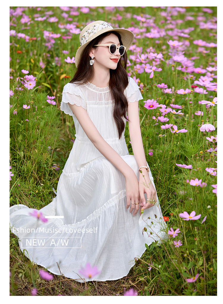 Váy liền suông midi che bụng thời trang hè 2025 dáng rộng khí chất LM6906 — Màu hồng, Màu trắng chi tiết 38